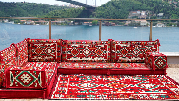 8'' Thickness L Sofa Set, Floor Sofa Seating Set, Corner Arabic Sofa Set, Floor Cushions, Living room Sofa