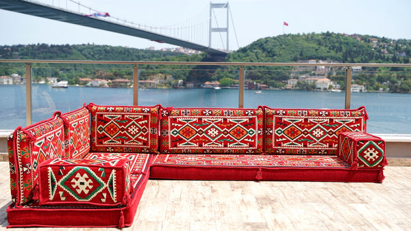 8'' Thickness L Sofa Set, Floor Sofa Seating Set, Corner Arabic Sofa Set, Floor Cushions, Living room Sofa