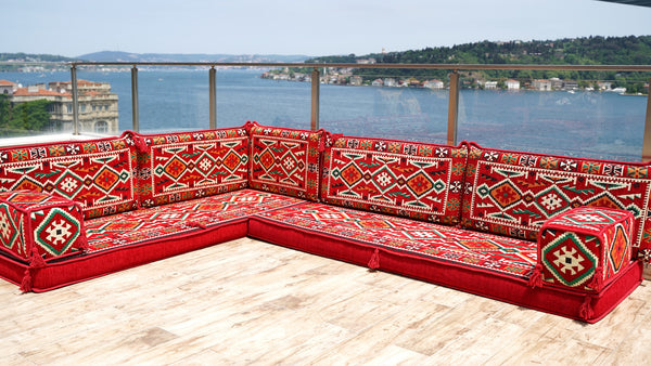 8'' Thickness L Sofa Set, Floor Sofa Seating Set, Corner Arabic Sofa Set, Floor Cushions, Living room Sofa