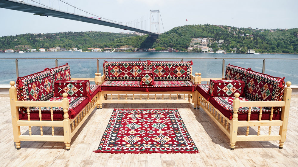 Wooden Bench Sofa Sets, Arabic Seating Sofa, Bohemian Furniture, Pine Tree Wooden Bench, Outdoor Bench, Floor Cushions Set, Arabic Floor Cushions, Turkish Rug As Gift
