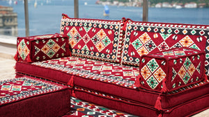 Maroon Urgup Mystic pattern single Arabic floor sofa set, photo 11 of 16
