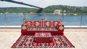 Maroon Urgup Mystic pattern single Arabic floor sofa set, photo 15 of 16