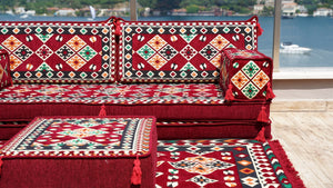 Maroon Urgup Mystic pattern single Arabic floor sofa set, photo 12 of 16