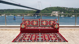 Maroon Urgup Mystic pattern single Arabic floor sofa set, photo 14 of 16