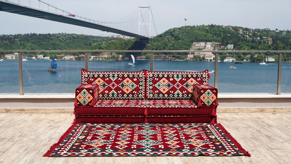 Maroon Urgup Mystic pattern single Arabic floor sofa set, photo 14 of 16