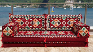 Maroon Urgup Mystic pattern single Arabic floor sofa set, photo 16 of 16