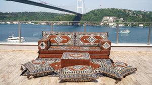 Brown Palace Elegance pattern single Arabic floor sofa set, photo 10 of 16