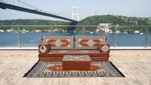 Brown Palace Elegance pattern single Arabic floor sofa set, photo 11 of 16