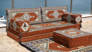 Brown Palace Elegance pattern single Arabic floor sofa set, photo 15 of 16
