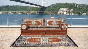 Brown Palace Elegance pattern single Arabic floor sofa set, photo 12 of 16