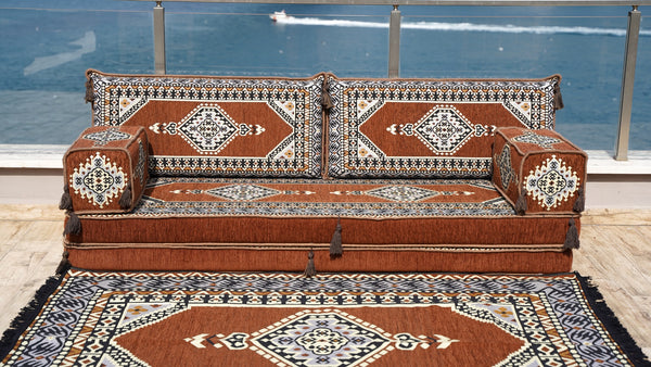 Brown Palace Elegance pattern single Arabic floor sofa set, photo 16 of 16