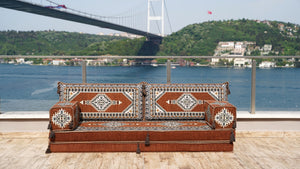 Brown Palace Elegance pattern single Arabic floor sofa set, photo 13 of 16
