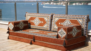 Brown Palace Elegance pattern single Arabic floor sofa set, photo 17 of 17
