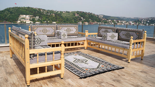 Turkish Wooden Bench Sofa Sets, Arabic Majlis Sofa, Floor Cushions Set, Yemeni Majlis, Garden Sofa Set, Patio Benches, Arabic Floor Sofa Set, Moroccan Bench Cushion