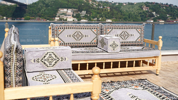 Turkish Wooden Bench Sofa Sets, Arabic Majlis Sofa, Floor Cushions Set, Yemeni Majlis, Garden Sofa Set, Patio Benches, Arabic Floor Sofa Set, Moroccan Bench Cushion