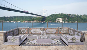 8'' Thickness U Sofa Set, Turkish Sitting Pillows, Arabic Majlis, Floor Cushions