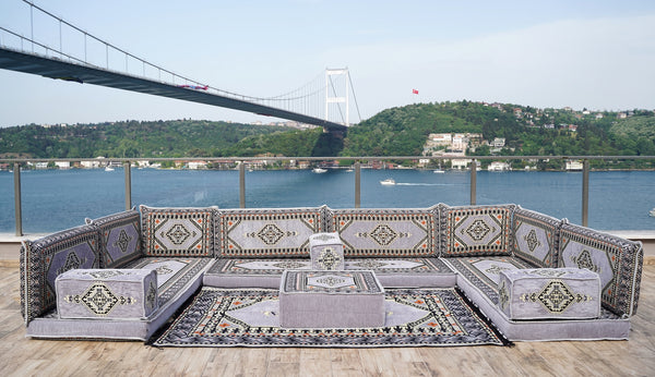 8'' Thickness U Sofa Set, Turkish Sitting Pillows, Arabic Majlis, Floor Cushions