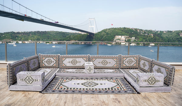 8'' Thickness U Sofa Set, Turkish Sitting Pillows, Arabic Majlis, Floor Cushions