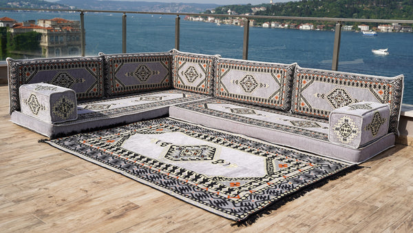 8'' Thickness L Sofa Set, Floor Couch, Sectional Sofas, Arabic Majlis, Turkish Rug, Couch Covers