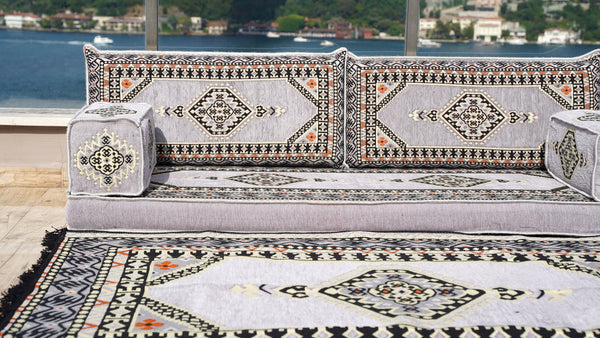 8'' Thickness Sofa Set, Gray Window Seat, Bench Cushion, Floor Couch, Reading Sofa, Meditation Yoga Sofa