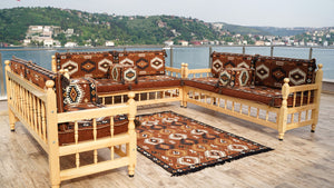 Red Corner Sofa Seating Set, Patio Benches, Arabic Floor Cushions, Wooden Bench Sofa Sets, Outdoor Furniture, Moroccan Bench Cushion, Yemeni Majlis