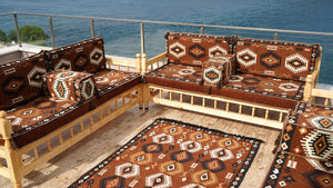 Red Corner Sofa Seating Set, Patio Benches, Arabic Floor Cushions, Wooden Bench Sofa Sets, Outdoor Furniture, Moroccan Bench Cushion, Yemeni Majlis