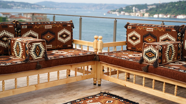 Red Corner Sofa Seating Set, Patio Benches, Arabic Floor Cushions, Wooden Bench Sofa Sets, Outdoor Furniture, Moroccan Bench Cushion, Yemeni Majlis