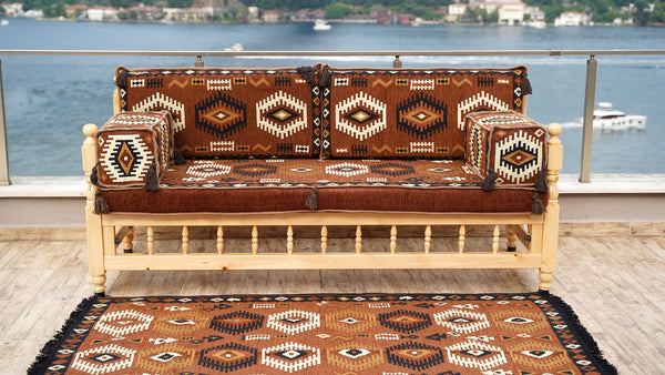 Red Corner Sofa Seating Set, Patio Benches, Arabic Floor Cushions, Wooden Bench Sofa Sets, Outdoor Furniture, Moroccan Bench Cushion, Yemeni Majlis