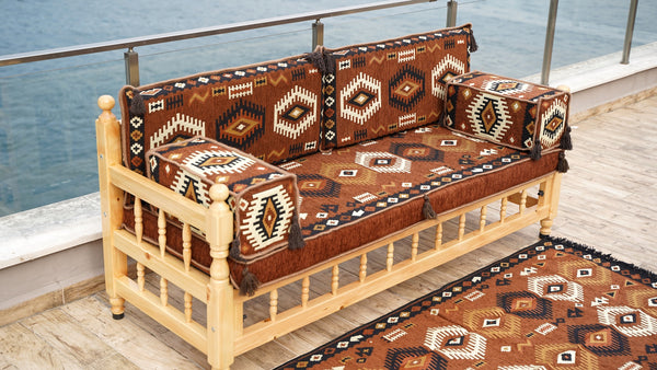 Red Corner Sofa Seating Set, Patio Benches, Arabic Floor Cushions, Wooden Bench Sofa Sets, Outdoor Furniture, Moroccan Bench Cushion, Yemeni Majlis