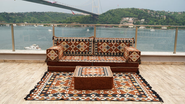 Brown Urgup Mystic pattern single Arabic floor sofa set, photo 12 of 16