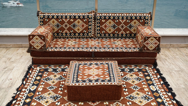 Brown Urgup Mystic pattern single Arabic floor sofa set, photo 13 of 16
