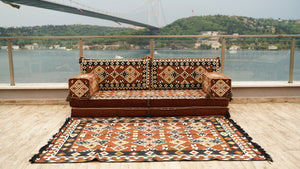 Brown Urgup Mystic pattern single Arabic floor sofa set, photo 14 of 16