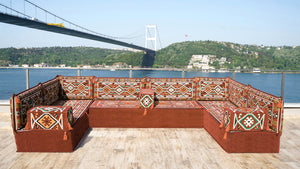 8'' Thickness U Sofa Set, Moroccan Sofa Seating, Arabic Jalsa, Turkish Cushions Set