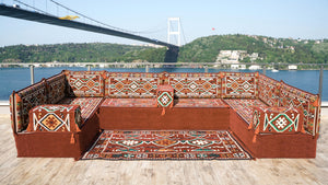 8'' Thickness U Sofa Set, Moroccan Sofa Seating, Arabic Jalsa, Turkish Cushions Set