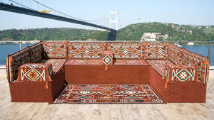 8'' Thickness U Sofa Set, Moroccan Sofa Seating, Arabic Jalsa, Turkish Cushions Set
