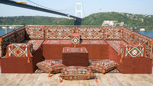8'' Thickness U Sofa Set, Moroccan Sofa Seating, Arabic Jalsa, Turkish Cushions Set