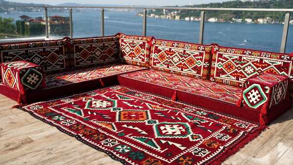 8'' Thickness L Sofa Set, Corner Floor Cushions, Moroccan Home Decor, Oriental Sofa Covers