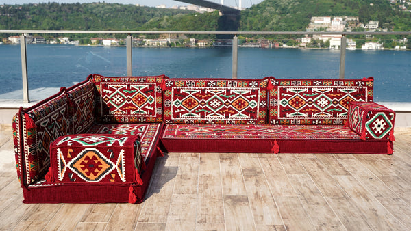 8'' Thickness L Sofa Set, Corner Floor Cushions, Moroccan Home Decor, Oriental Sofa Covers