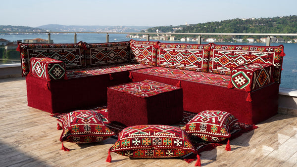8'' Thickness L Sofa Set, Corner Floor Cushions, Moroccan Home Decor, Oriental Sofa Covers