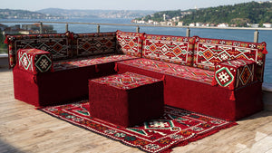 8'' Thickness L Sofa Set, Corner Floor Cushions, Moroccan Home Decor, Oriental Sofa Covers