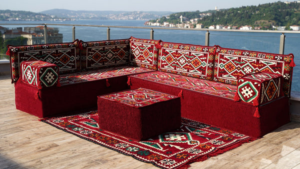 8'' Thickness L Sofa Set, Corner Floor Cushions, Moroccan Home Decor, Oriental Sofa Covers