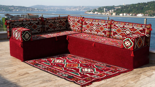8'' Thickness L Sofa Set, Corner Floor Cushions, Moroccan Home Decor, Oriental Sofa Covers