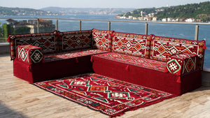 8'' Thickness L Sofa Set, Corner Floor Cushions, Moroccan Home Decor, Oriental Sofa Covers