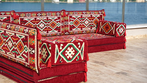 4" Dickes L-förmiges Bodensofa, arabische Sofagarnitur, Bodenkissen, Ecksofa-Set, Terrassenmöbel