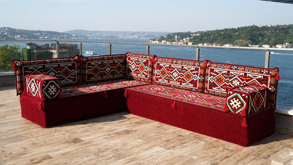 8'' Thickness L Sofa Set, Corner Floor Cushions, Moroccan Home Decor, Oriental Sofa Covers