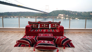 أرائك غرفة معيشة أصلية، طقم أرائك أرضية، أريكة عرقية، جلسة عربية، أريكة مغربية مع أريكة عثمانية وسجادة، أغطية أرائك