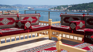 L Corner Arabic Wooden Bench Sofa Sets, Outdoor Furniture, Moroccan Bench Cushion, Patio Furniture, Yemeni Majlis, Bohemian Furniture, Floor Cushion Set