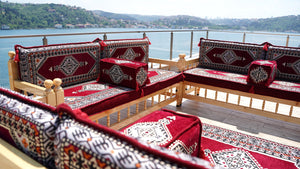 L Corner Arabic Wooden Bench Sofa Sets, Outdoor Furniture, Moroccan Bench Cushion, Patio Furniture, Yemeni Majlis, Bohemian Furniture, Floor Cushion Set