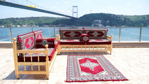 L Corner Arabic Wooden Bench Sofa Sets, Outdoor Furniture, Moroccan Bench Cushion, Patio Furniture, Yemeni Majlis, Bohemian Furniture, Floor Cushion Set