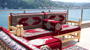 L Corner Arabic Wooden Bench Sofa Sets, Outdoor Furniture, Moroccan Bench Cushion, Patio Furniture, Yemeni Majlis, Bohemian Furniture, Floor Cushion Set